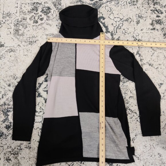 Laura Women's Tunic Sweater Cowl Neck Colorblock Size Medium Wool Winter - Picture 4 of 7